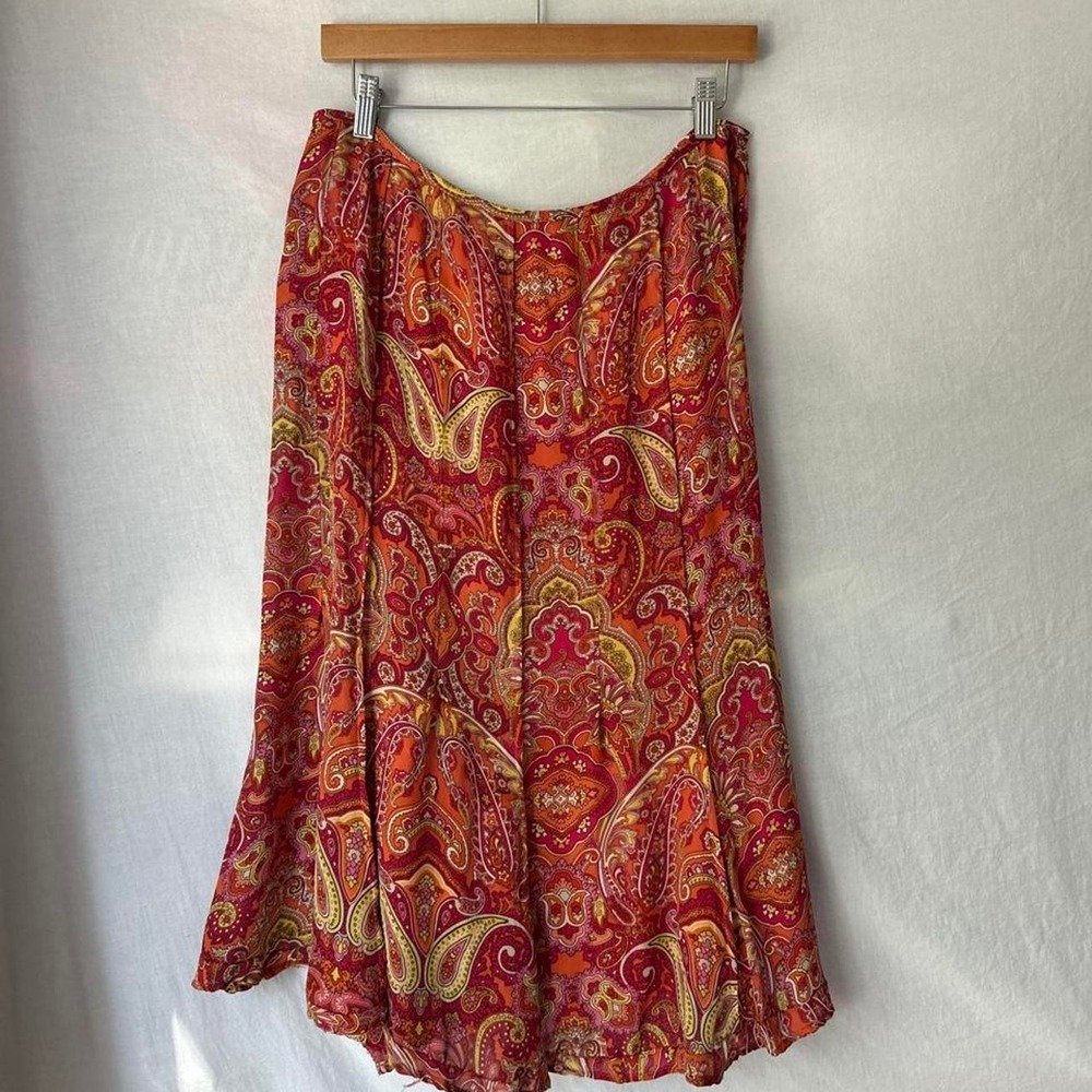 Talbots silk floral flowy skirt